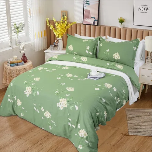 Vista 32 de Helthep Funda de edredón floral tamaño Twin, 100% algodón, con estampado de flores rosas, funda de edredón vintage botánica con hojas verdes, funda