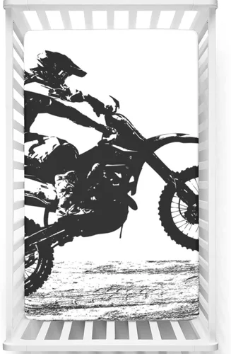 Vista 9 de Sábanas bajeras ajustables con temática de motocross, sábanas portátiles para cuna minicuna, material ultra suave, sábanas para cuna de bebé