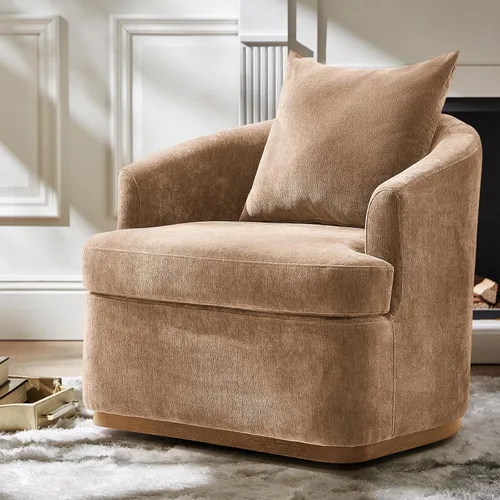 Vista 11 de HULALA HOME Silla giratoria moderna con base de madera maciza, óxido Herrumbre