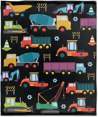 Vista 61 de Manta de Bebé Personalizada con Camiones de Construcción Personalizados Camión Volquete Mantas con Nombre para Niños y Niñas Manta Suave de Arrullo