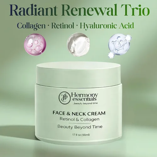 Vista 2 de Crema de colágeno, retinol y ácido hialurónico – Hidratante diario antienvejecimiento para cara y cuello, crema reafirmante, ligera, de rápida