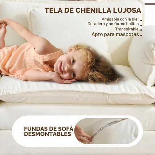 Vista 4 de ELUCHANG Sofá Seccional Modular en Forma de L de 113 pulgadas, cómodo sofá nube de 4 asientos con otomana móvil, sofá de asiento profundo para sala
