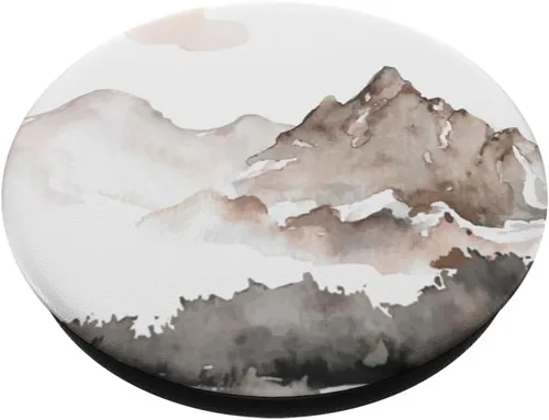Vista 2 de PopSockets de paisaje de montañas de acuarela intercambiables PopGrip
