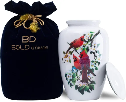 Vista 11 de BOLD & DIVINE Urna para adultos, urna de cremación de pájaro cardenal rojo Urna conmemorativa para adultos, entierro, urnas de cremación fúnebre