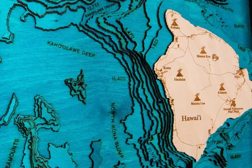 Vista 7 de Mapa de madera 3D de las islas hawaianas, grande, 24 pulgadas de largo x 31 pulgadas de ancho