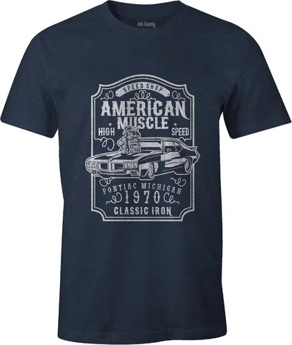 Vista 4 de Ink Trendz American Muscle Pontiac GTO Thunder Grill Racing Muscle Car Racing Mechanic camiseta gris jaspeado