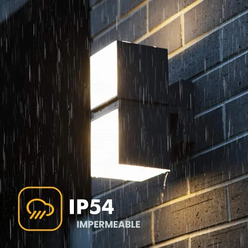 Vista 5 de LUTEC Cuba 3000K 1100LM LED Integrado Porche Pared Luz Exterior e Interior Dormitorio LED Pared Farol Sconce-Negro