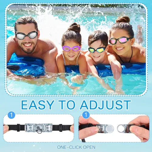 Vista 6 de Fabbay 8 gafas de natación sin fugas para niños y adultos, protección UV, gafas de natación impermeables con clip para la nariz