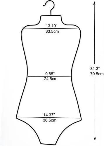 Vista 2 de Colgador de bikini de cuerpo completo con forma de metal y alambre para traje de baño, perchas para exhibición, paquete de 10 unidades (negro)