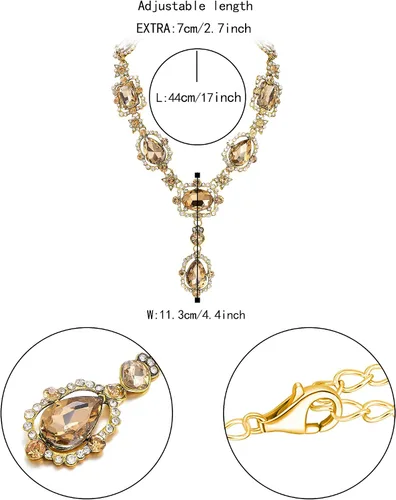 Vista 5 de Flyonce Collar de cristal con diamantes de imitación Art Deco para mujeres y niñas
