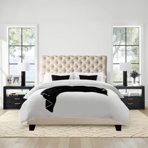 Vista 2 de Rosevera Rosina - Base de cama con cabecera ajustable, con cabecera ajustable, con cabecera enrollable de 32 pulgadas, fácil montaje, tamaño King