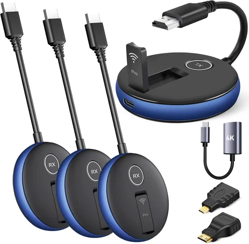 Vista 10 de HDMI inalámbrico PRO: un transmisor y dos receptores, kit de extensor de múltiples TV inalámbrica, control de calor, Plug and Play, 165 pies/164.0