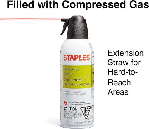Vista 7 de Staples Plumero de aire comprimido – 10 oz. Lata para electrónica, teclados y dispositivos de oficina