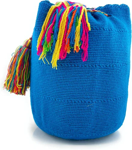 Vista 2 de Bolsos Colombianos, Mochila Wayuu, 100% original de algodón colombiano hecho a mano bolsa de cubo