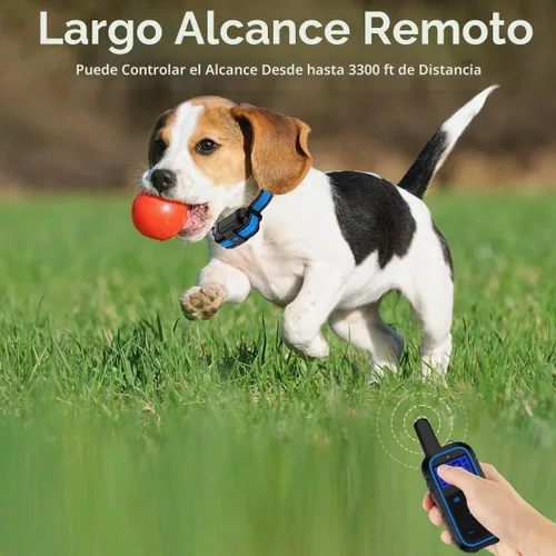 Vista 4 de Collar eléctrico de entrenamiento para perros con 4 modos de entrenamiento y control remoto recargable, rango impermeable de 3300 pies para perros