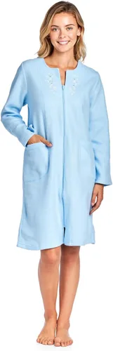 Vista 2 de Casual Nights Bata corta de forro polar de manga larga con cremallera frontal para mujer