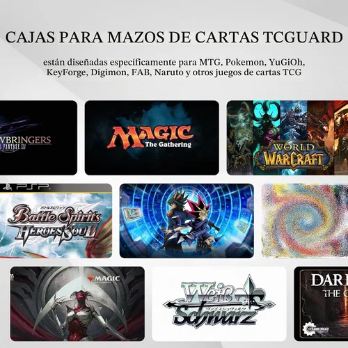 Vista 5 de Caja de cubierta TCGUARD para almacenamiento de cartas MTG, con capacidad para 100 o más cartas con funda individual, forro de microfibra y caja