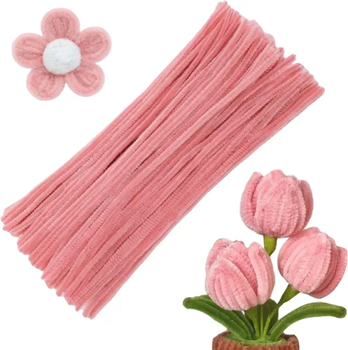 Vista 8 de 100 piezas de limpiadores de tuberías para manualidades, limpiador de tuberías de felpilla, limpiador de tuberías verde claro, suministros