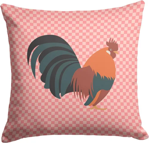 Vista 341 de Caroline's Treasures BB8163PW1414 Beltsville - Almohada decorativa de tela a cuadros pequeños, color blanco, pavo y gallina azul, lavable a máquina