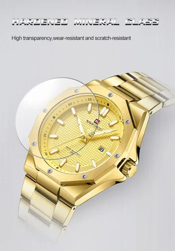 Vista 8 de NAVIFORCE Reloj de acero inoxidable para hombre analógico de cuarzo resistente al agua para deportes de negocios casual con calendario y fecha