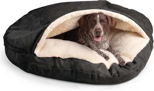 Vista 45 de Snoozer Cama de lujo de microsuede acogedora estilo cueva para mascotas, pequeña, antracita For small sized pets, Removable washable cover