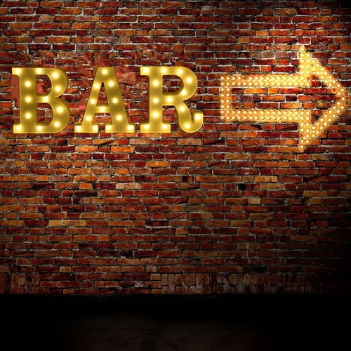 Vista 2 de Luces LED de marquesina, letrero de barra iluminado, lámpara de letras para bar, bar, funciona con pilas, para boda, fiesta de cumpleaños, lámpara