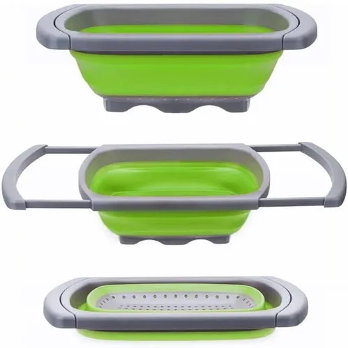 Vista 3 de AG Colador plegable de 9 cuartos de galón, colador sobre el fregadero, coladores de verduras y frutas, coladores con asas extensibles, nuevos