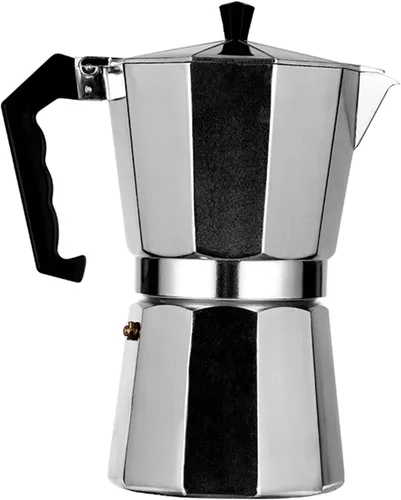 Vista 2 de Olla octogonal de moka, cafetera italiana de forma delgada, moderna, no se deforma, europea para cocina (12 tazas de 20.3 fl oz)