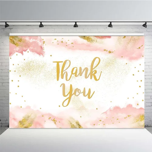 Vista 10 de MEHOFOND Fondo de graduación con texto en inglés "Thank You for All You Do" de 7 x 5 pies, color dorado y azul claro, acuarela para padres