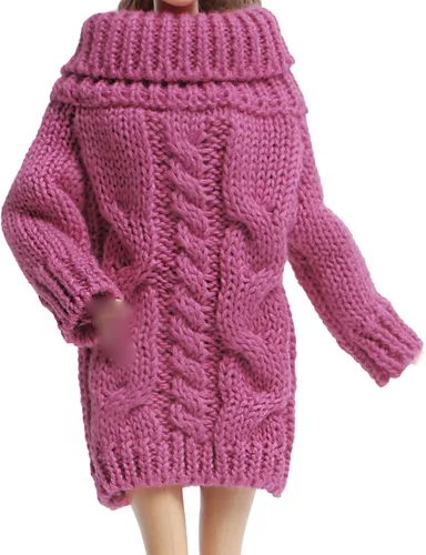 Vista 8 de Suéter de cuello alto de invierno azul para accesorios de muñeca de niña de 11.5 pulgadas