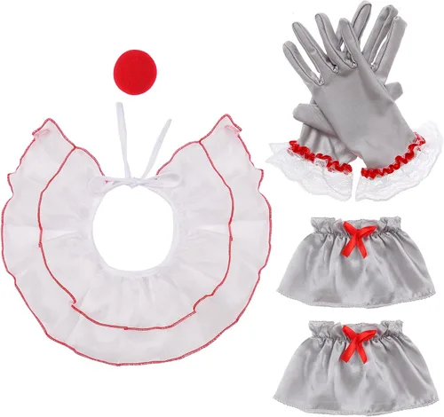 Vista 4 de Simplecc Disfraz de payaso espeluznante para niñas, disfraz de fiesta de cosplay de Halloween