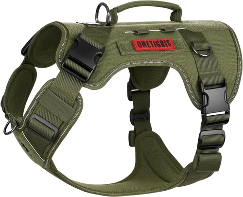 Vista 13 de OneTigris Arnés táctico sin tirones para perros pequeños, chaleco reflectante K9 de fácil control con paneles de gancho y bucle, arnés ajustable