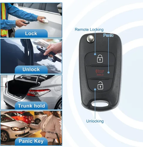 Vista 3 de X AUTOHAUX 3 botones Flip Car entrada sin llave control remoto reemplazo llavero proximidad Smart Fob NYOSEKSAM11ATX para Kia Sportage 2012-2013