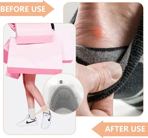 Vista 6 de 4 pares de protectores de zapatos, inserciones de cojín de talón trasero, zapatos sueltos demasiado grandes, protectores adhesivos reutilizables que