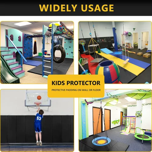 Vista 6 de Almohadilla de pared para gimnasio, protector de pared para cancha de baloncesto, alfombrilla protectora de pared de espuma de 2 pulgadas de grosor