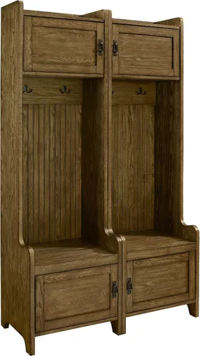 Vista 16 de Crosley Furniture Fremont - Árbol de pasillo con armarios de almacenamiento y ganchos para colgar percheros, color blanco envejecido