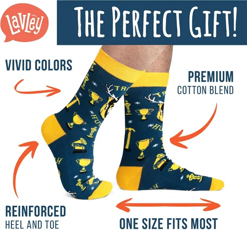 Vista 2 de Lavley Funny Socks For Men - Novelty Gifts For Sports Fans, Golfing, Pickleball, Weight Lifting, Racing and More