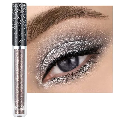 Vista 11 de Sombras de ojos con purpurina, sombras de ojos líquidas, metales de larga duración, plata brillante, dorado, sombras de ojos coloridas con purpurina