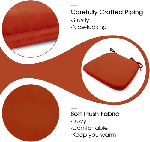 Vista 5 de Basic Beyond Juego de 4 cojines para sillas de cocina, de espuma viscoelástica en forma de U con lazos, 17 x 16 pulgadas, cojines de terciopelo