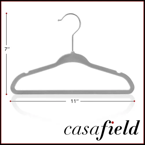 Vista 5 de Casafield 100 perchas de terciopelo para bebé, tamaño de 11 pulgadas para ropa de bebés y niños pequeños, color gris