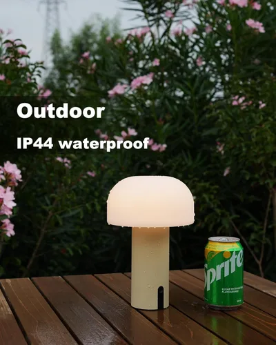 Vista 6 de WEILAILUX Lámpara de mesa inalámbrica de hongos, lámpara de ducha impermeable, lámpara de mesa recargable con pilas, luz nocturna regulable al tacto