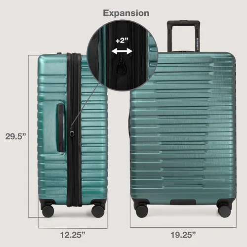 Vista 6 de U.S. Traveler Boren - Maleta de viaje de policarbonato resistente con 8 ruedas giratorias, asa de aluminio