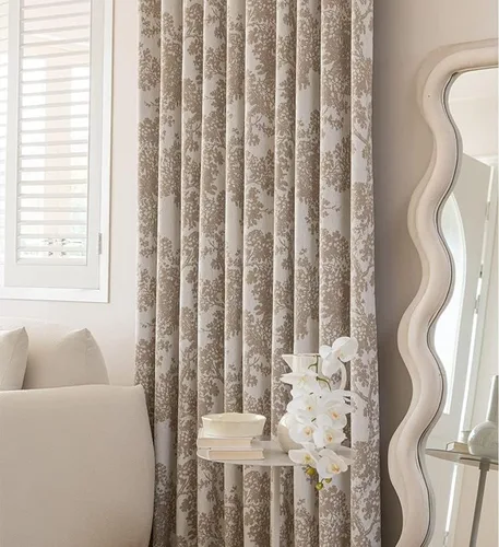 Vista 2 de Cortinas florales de granja semiopacas para sala de estar, paneles de cortina blackout de jacquard de 45 pulgadas de largo, cortinas con bolsillo