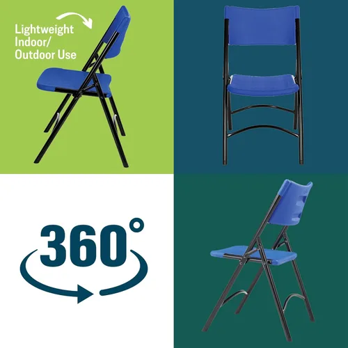 Vista 6 de National Public Seating - silla plegable liviana moldeada, 4 unidades, Azul/Negro, 4