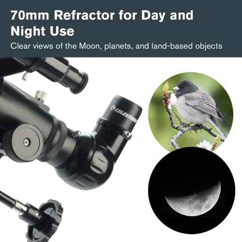 Vista 5 de Celestron - Telescopio PowerSeeker 70EQ - Telescopio ecuatorial alemán manual para principiantes - Compacto y portátil - Paquete de software