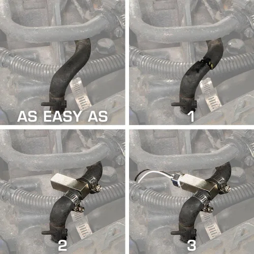 Vista 3 de GlowShift Adaptador de ajuste en T para sensor de temperatura de refrigerante de agua compatible con Dodge Ram de 12 válvulas Cummins 1994-1998