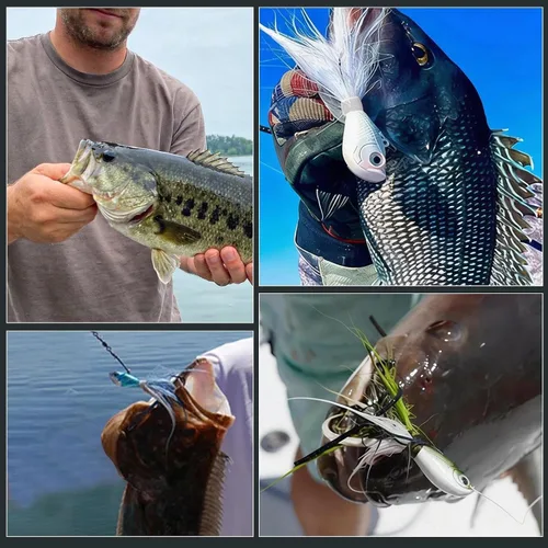 Vista 8 de Bucktail Jigs Saltwater 3Pcs/5Pcs Fish Hair Jig Lure Hooks,Fishing Hair Swimbait Jig Head Deer Hair Jig Surf Fishing for Walleye Striper
