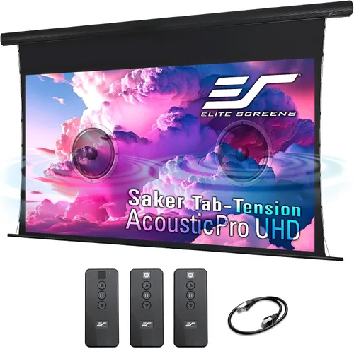 Vista 11 de Elite Screens Spectrum AcousticPro UHD, pantalla de proyector eléctrica motorizada de 100 pulgadas sin moiré, tejido perforado transparente al Negro