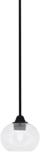 Vista 244 de Toltec Lighting Paramount - Mini colgante de 1 luz en acabado negro mate con cristal de arte perla de 7 pulgadas y estilo negro
