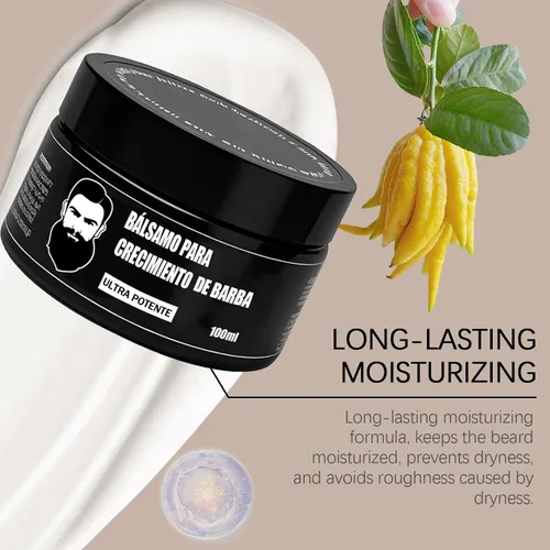 Vista 4 de Cosmetics Para Barba, Bálsamo Estimulante de Barba, Bálsamo Estimulante de Barba Ultra Potente, Crema Para Barba, Hidrata y Fortalece la Barba, 3.5